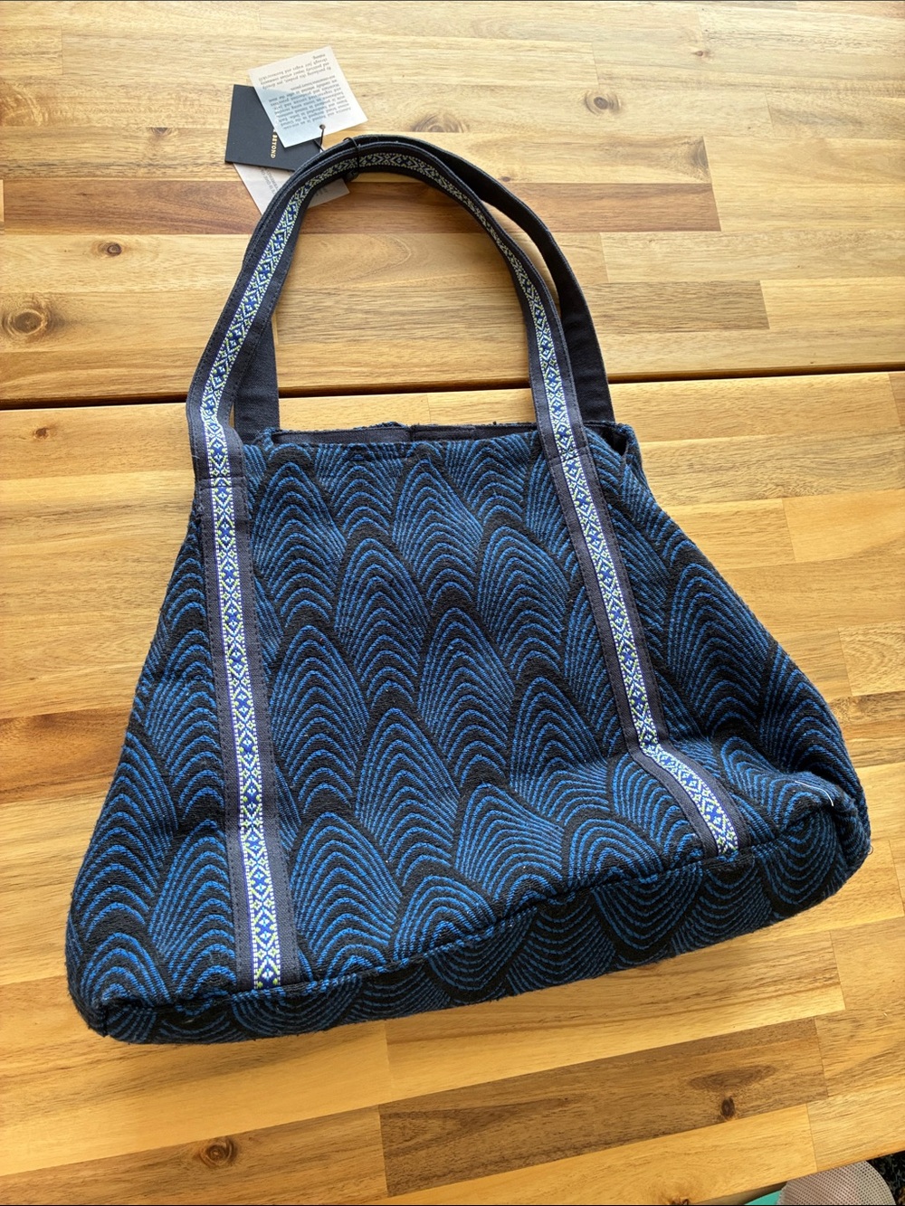 America & Beyond Beaded Boho ToteBag NWT Embroidered Chevron Indie Sleaze Sequin - Picture 6 of 7